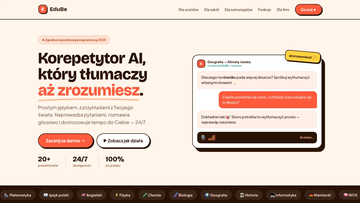 Edube — Tutor AI, który uczy rozumienia, nie gotowych odpowiedzi