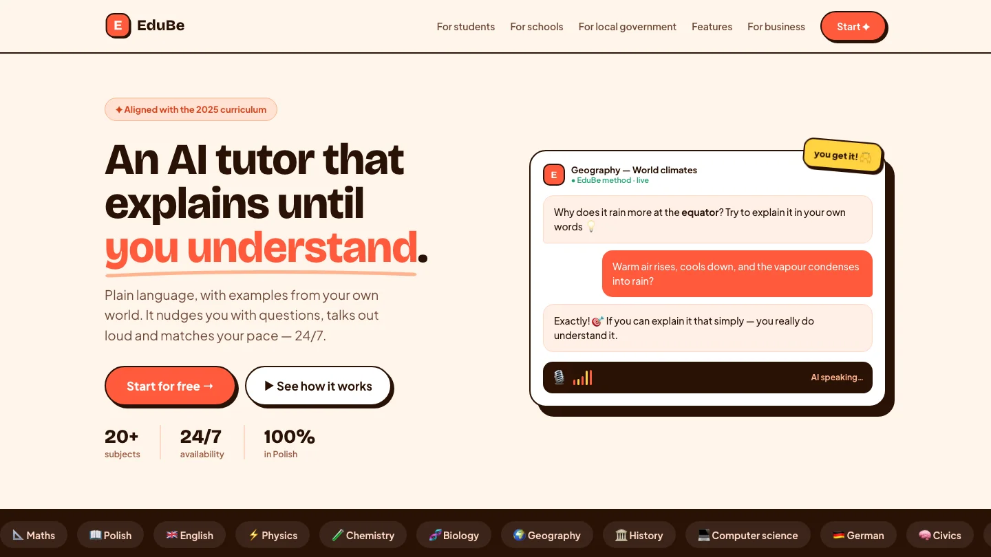 Edube — An AI tutor that teaches understanding, not answers